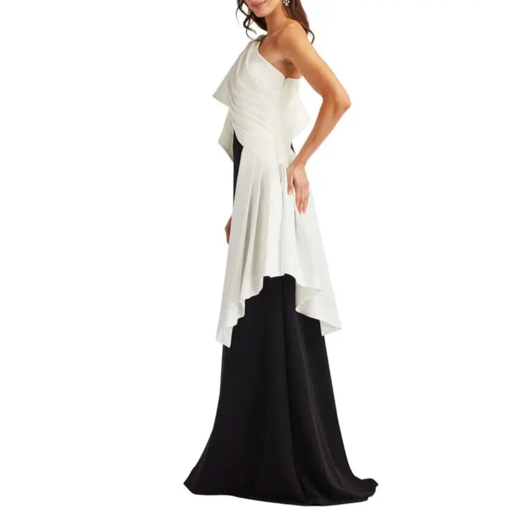 Tadashi Shoji Santa Fe Draped Flounce Gown, SIZE SMALL - Picture 3 of 10